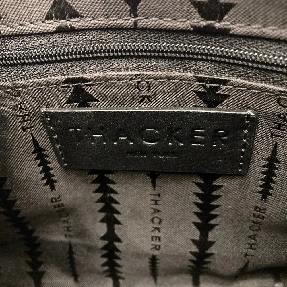 Thacker Handbag Black Leather Chain Handle Crossbody Strap Small Convertible
